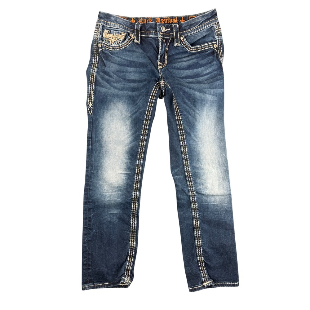 Rock Revival low rise dark wash Women Sorrel Capri Jean 27